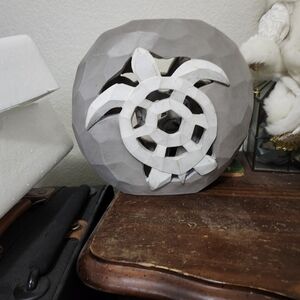 Gray and White Turtle Sculpture Light Up Lamp